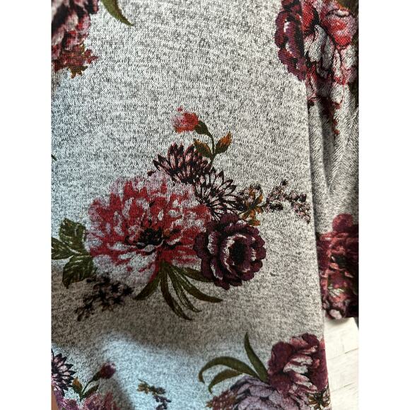 Downing studio women’s cardigan gray floral short sleeve bohemian plus size - Picture 2 of 8